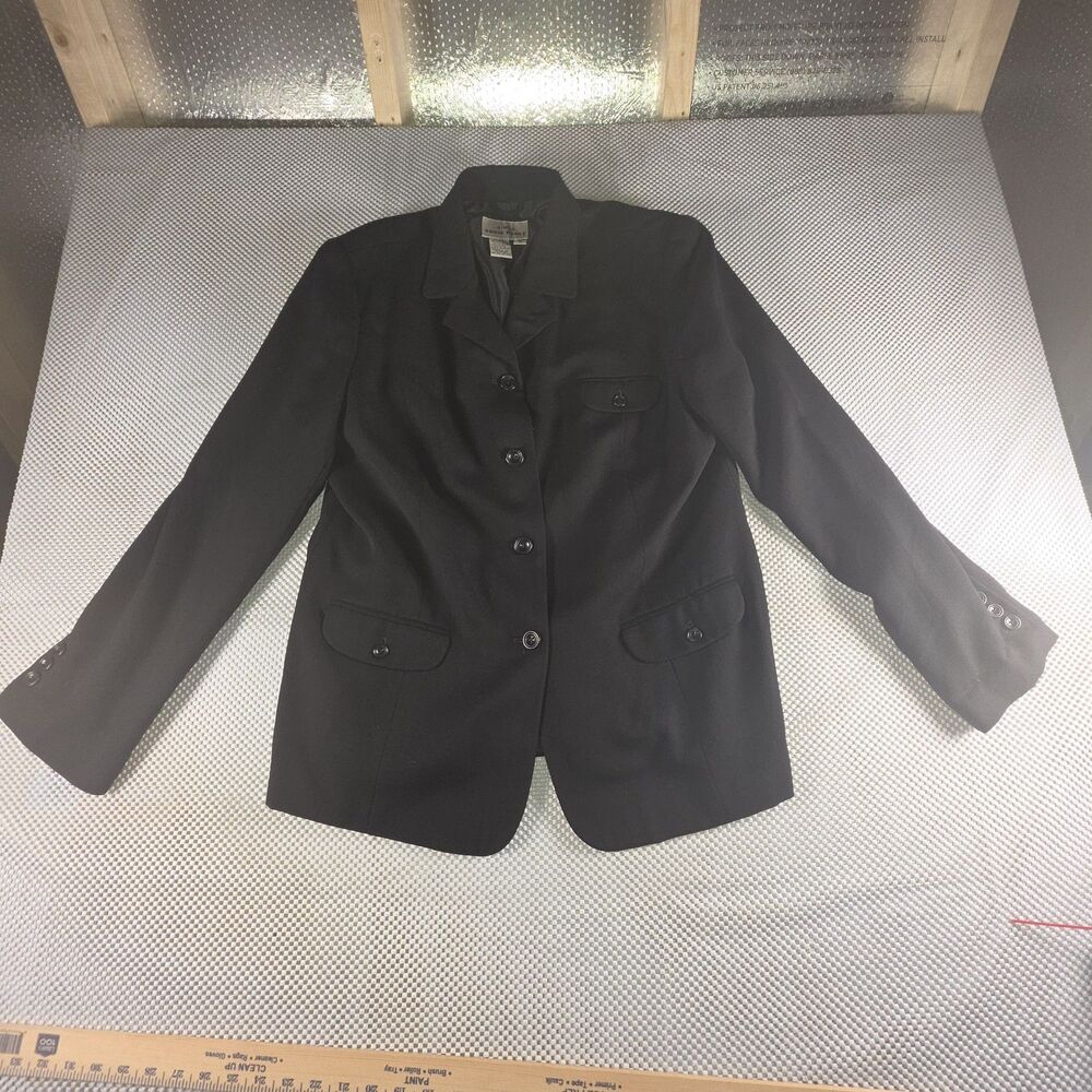 Eddie Bauer AKA Womens 18 Black 100% Wool Blazer Jacket Career Classic